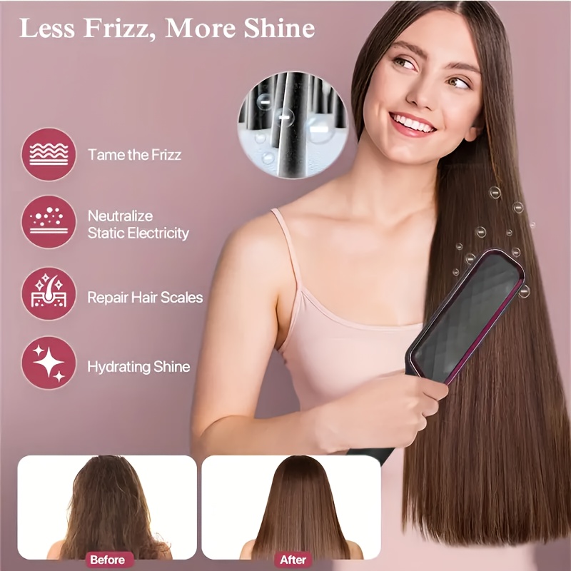 hair straightener brush 30 speed negative ion hair Temu