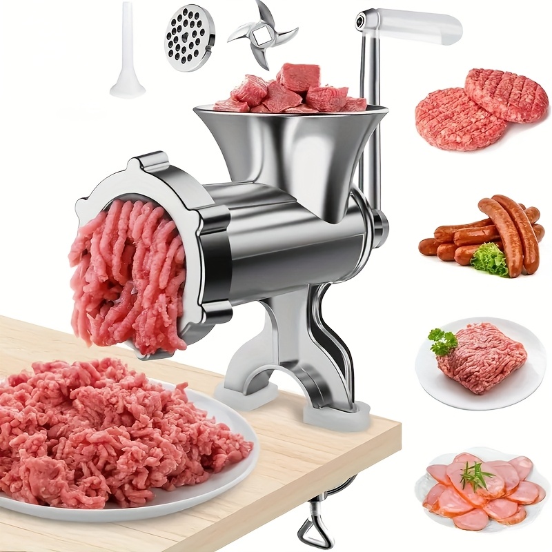 TEMU 1-pack Manual Meat Grinder - Durable Kitchen Tool For Quickly Making Sausages, Grinding Meat, Garlic, And Pepper. No Electricity Required,