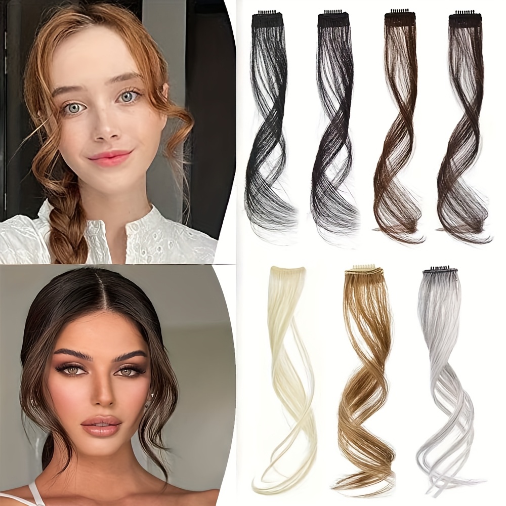 16 inch two piece clip synthetic bangs wig pieces     long side tassel hair extension elegant style suitable for womens daily wear wedding party themed party festival celebration details 1