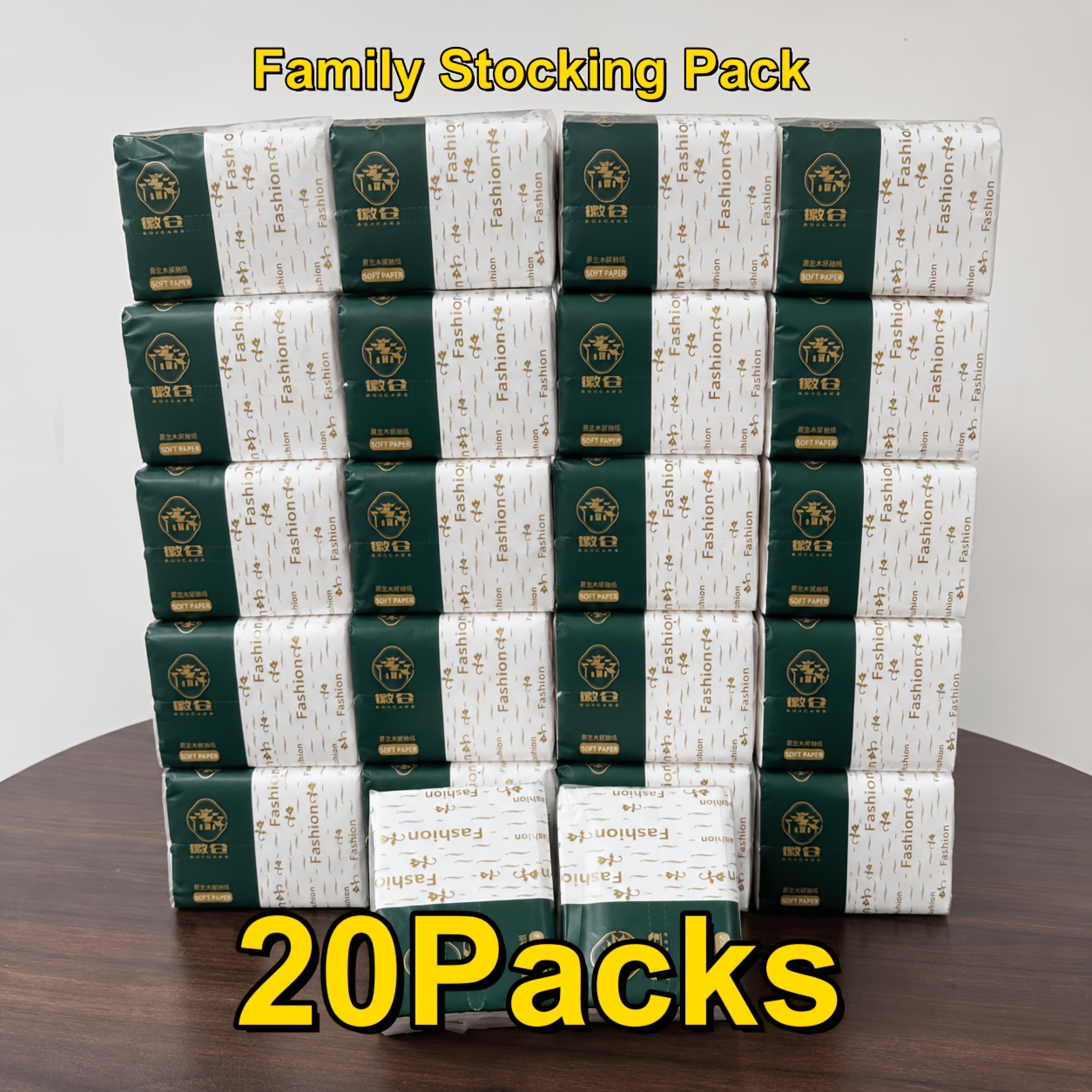 TEMU 20 Packs Of Tissues - Thickened, About 250 Sheets Per Pack, Dye-free Paper, Suitable For Hotels, Dining Cars, And Offices