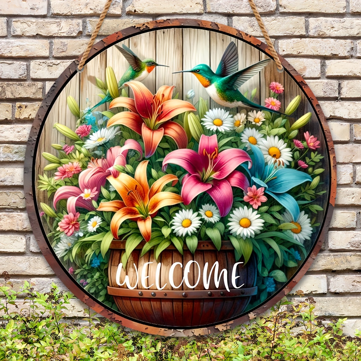 

1pc, 3d Acrylic Hummingbird Welcome Sign, Floral Wreath Door Decor, Rustic Farmhouse Wall Decor, Vibrant Spring Garden Theme, Perfect For Home & Porch Decoration