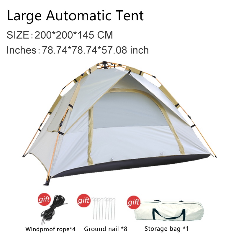 TEMU 4-person Quick Setup Camping Tent With 3-second Setup, 2 Doors & 2 Windows, Breathable Mesh Panels, Windproof Sun Protection, Indoor/outdoor Use