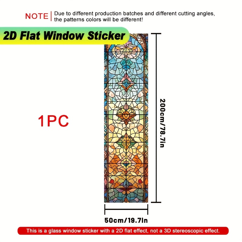 TEMU 2D, 1 pieza 50x200cm Película de privacidad para ventana de floral vintage, Adhesivo 2D de adherencia estática, Calcomanía de PVC removible y