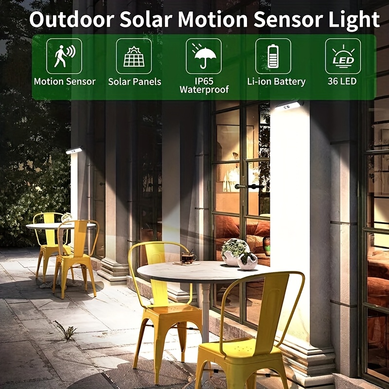1PC Solar Motion Sensor Licht 36 LED Perlen Outdoor Wand Zaun Licht Für Camping Garage Hof Kommerziellen Beleuchtung_voghion.com