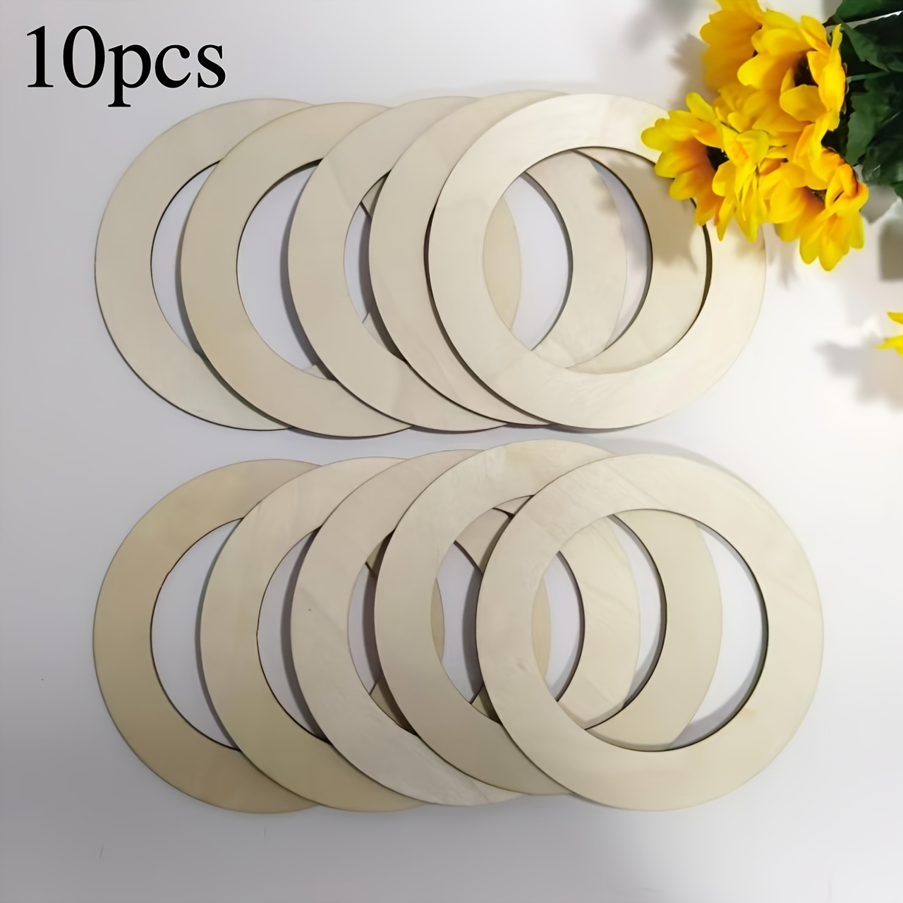 TEMU 5 pezzi/10 pezzi Anelli in legno da 15 cm Decorazioni per la casa Halloween Natale Decorazioni festive Anelli in legno