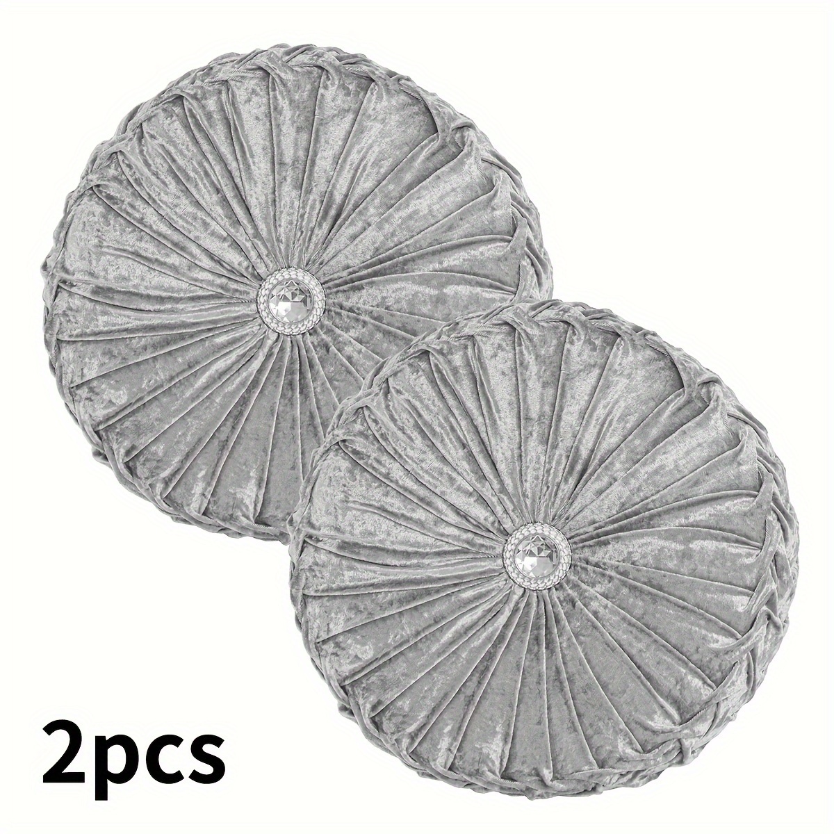 2pcs Solid Color Throw Pillows, Pumpkin Round Pleated Cushions, Soft And Comfortable Sofa, Bed, And Chair Cushions, Machine Washable, Home Decor