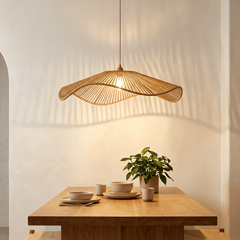 TEMU Paralume a sospensione bohemien ondulato intrecciato a , copertura per lampada da soffitto a forma di , paralume decorativo per la casa