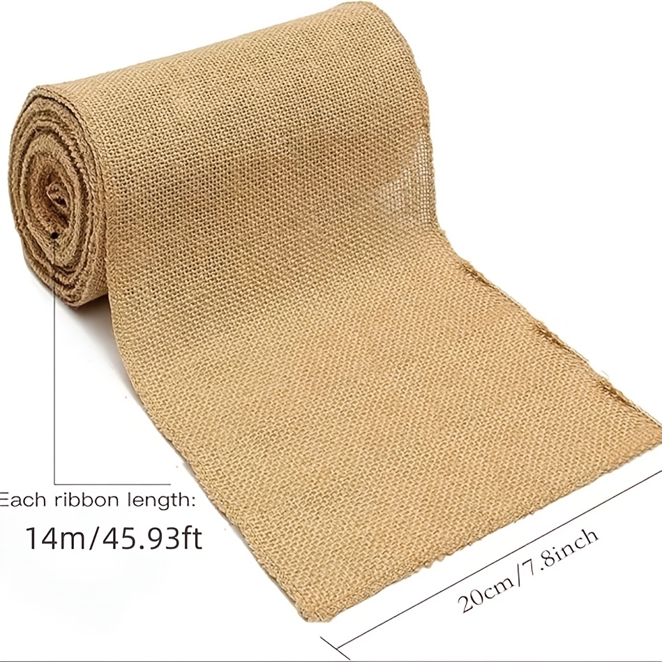 E-shop Eine natürliche hessische braune Leinenstoffrolle, 10/15/20 cm breit und 14 Meter lang - Geeignet für Bastelarbeiten, Weihnachtstischdecken,