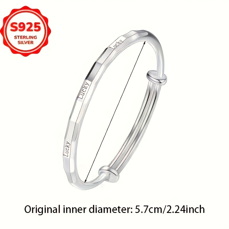 925 Hypoallergenic Adjustable Letter Bangle Bracelet, Versatile Gift