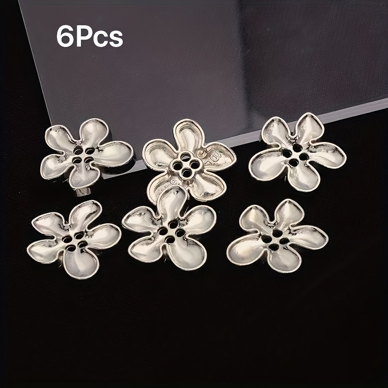 6pcs, Button - Four-hole Metal , For Bag And Hat Decoration