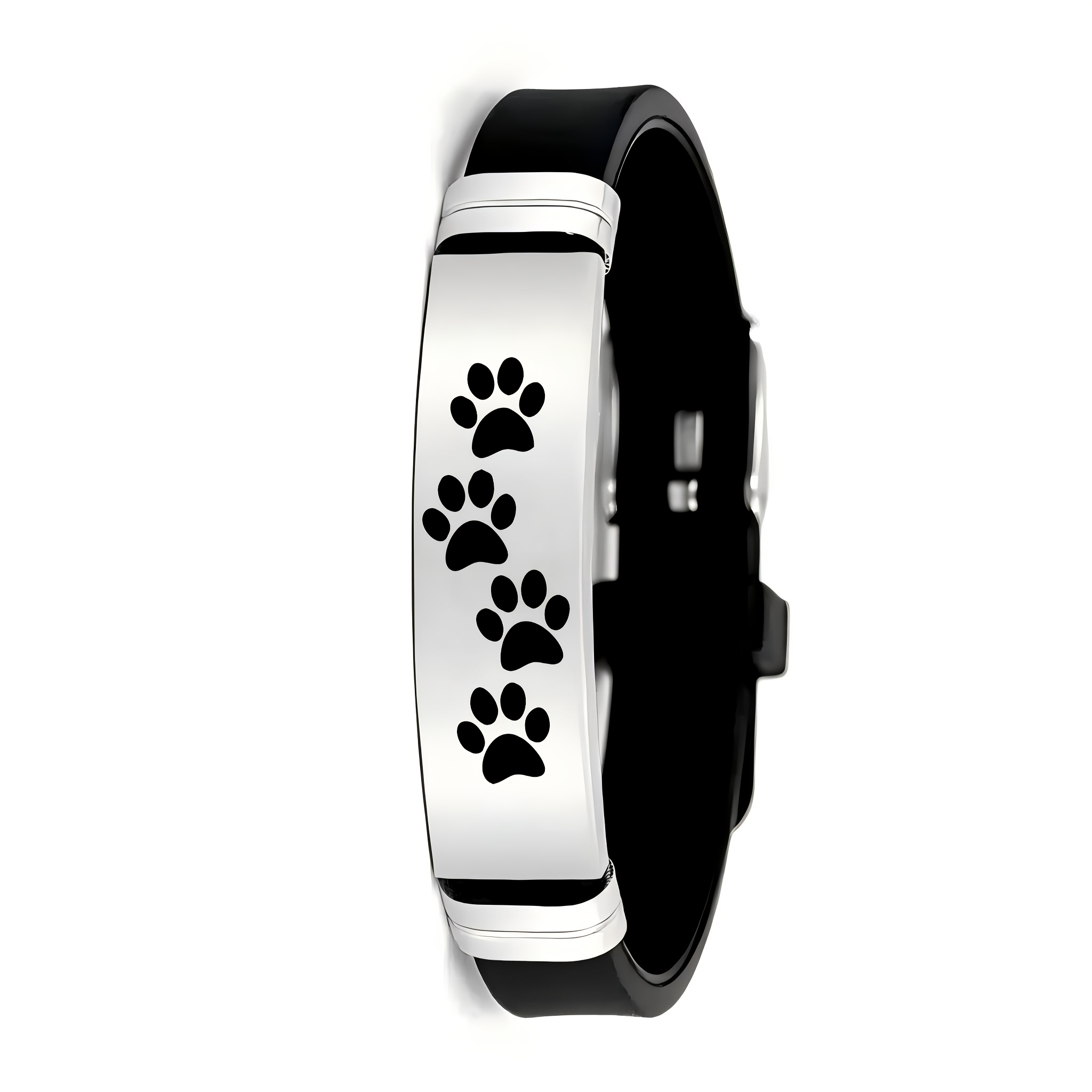 E-shop Cartoon Niedliches Pfotenabdruck-Design Accessoire, Einfaches Einzigartiges 202 Edelstahl-Silikon-Armband, Perfektes Geschenk für Freunde,
