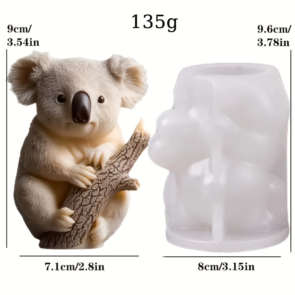 Image of 1pc Resin Casting Mold 3d Koala Relief Cylinder Candle Silicone Mold Cylinder Cute Koala Resin Mold Furniture Decoration Gypsum Ornament