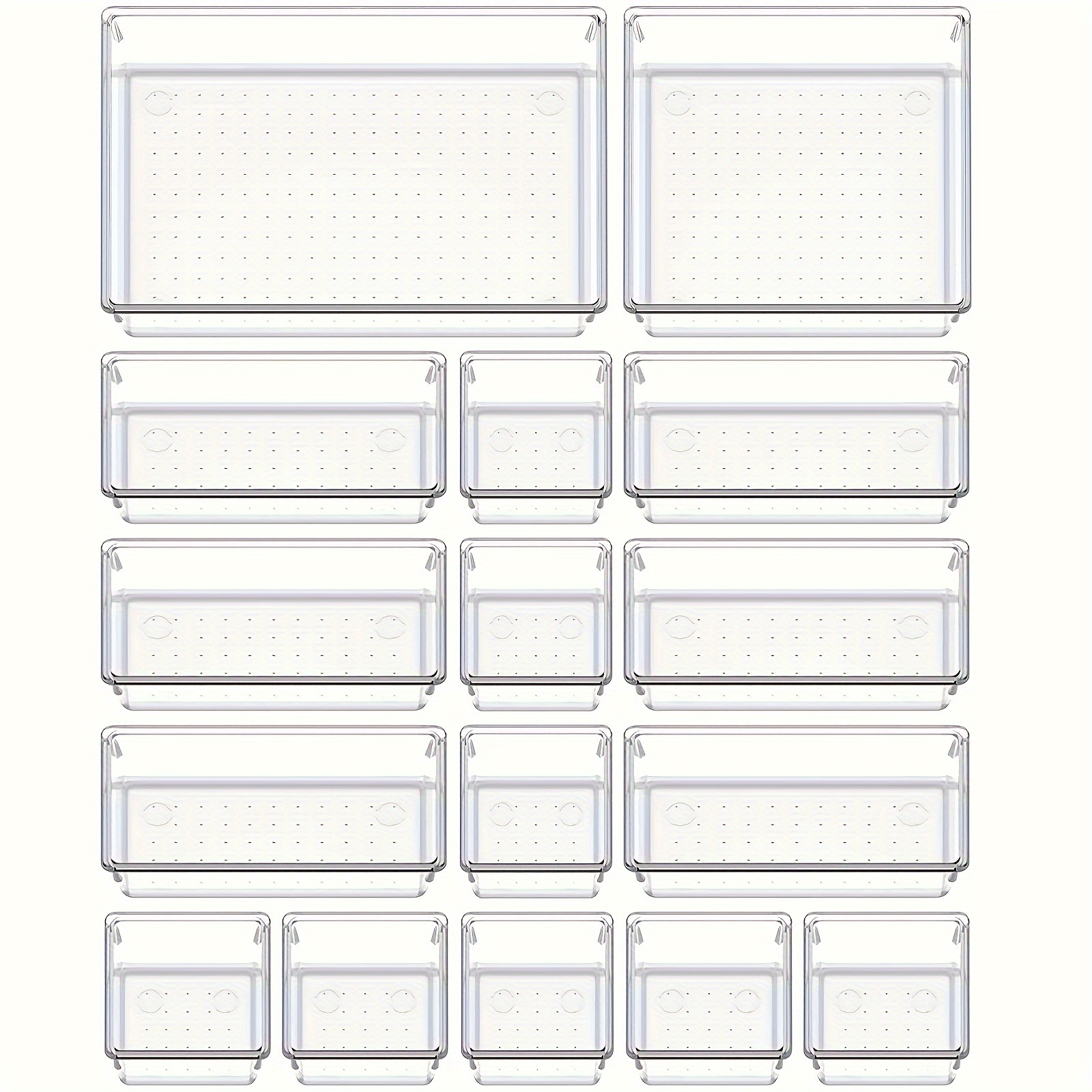 

8/16pcs Drawer Organizer , 4 Desk Trays For Makeup, Jewelries, Utensils In , And , Clear