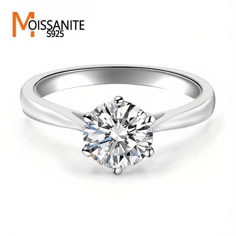 

1ct/2ct/3ct/5ct Moissanite Diamond Ring, 925 Sterling Silver, Vintage Elegant Unisex Design, Perfect For Engagement, Wedding, Anniversary, Party, Daily Wear, Gift Box Included