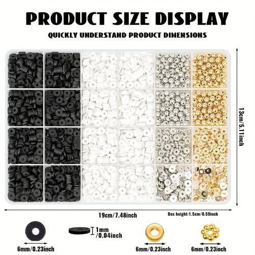 24 grid clay bead set bracelet making kit flat circular polymer clay washer bead belt bead tool suitable for making birthday parties thanksgiving christmas perfect friendship jewelry gift set