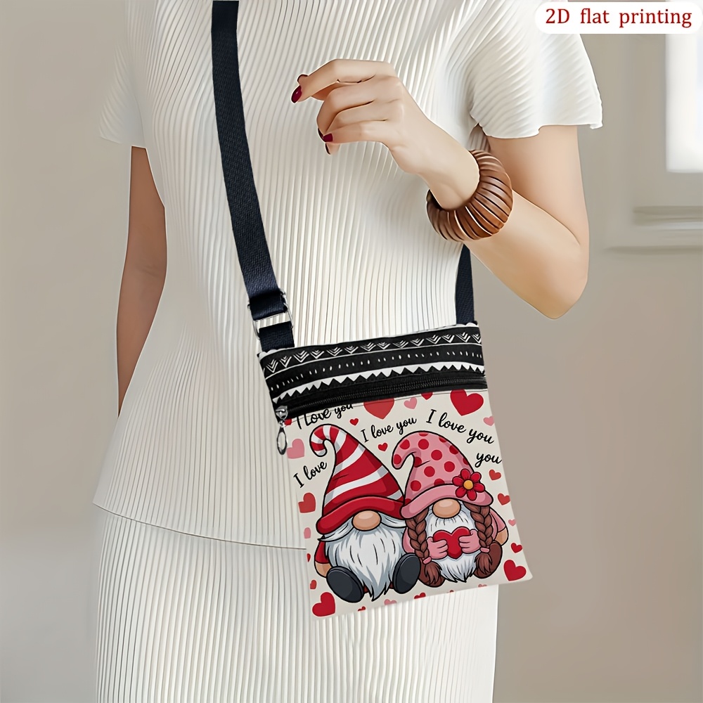 TEMU 1 stuks [2D Platte Print] Hart Tuinman Hoed Crossbody Tas voor Dagelijks Gebruik, met een Fel Design, Lichtgewicht en Stijlvol, Perfect als