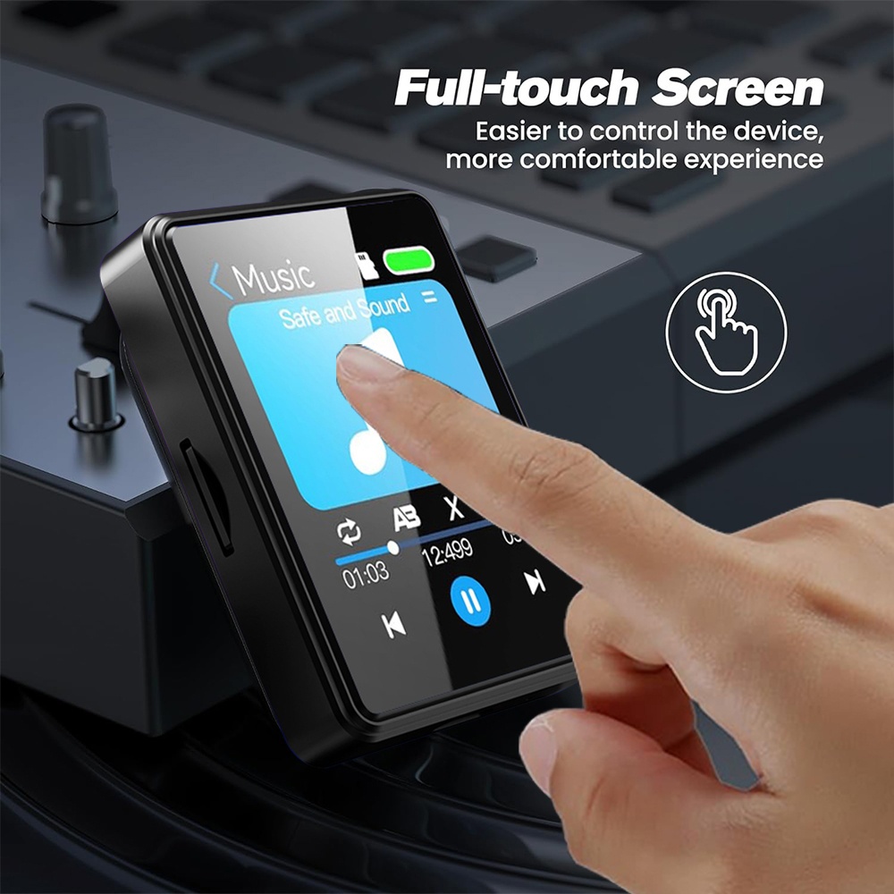32G MP3 Player Bluetooth 5.0, Full Touch Screen HiFi Lossless MP3 Music Player, Line-in Speaker, With Line Recorder, FM Radio, Support Up To 128 GB (Black