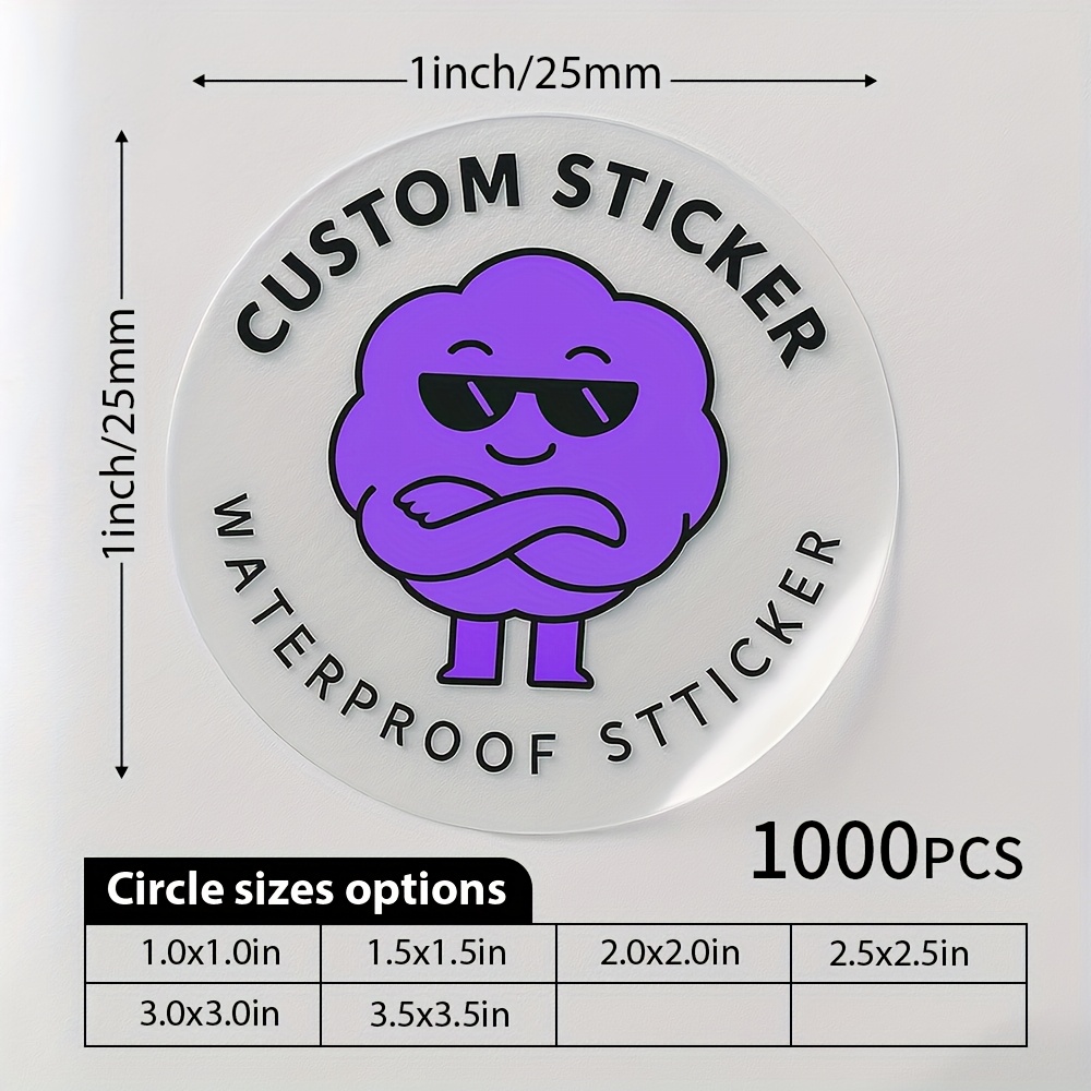 E-shop Individuelle transparente Vinyl Aufkleber - Wetterfest, langlebige personalisierte runde Kreise für Firmenlogo, Verpackung, Tassen, Flaschen,