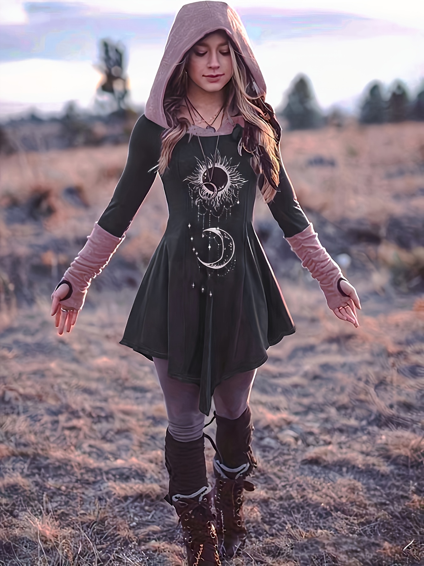 Lumignon ルミニョン LL hooded long dress S Lumignon Dress Lumignon ルミニョン LL Hooded Long Dress ブラック
