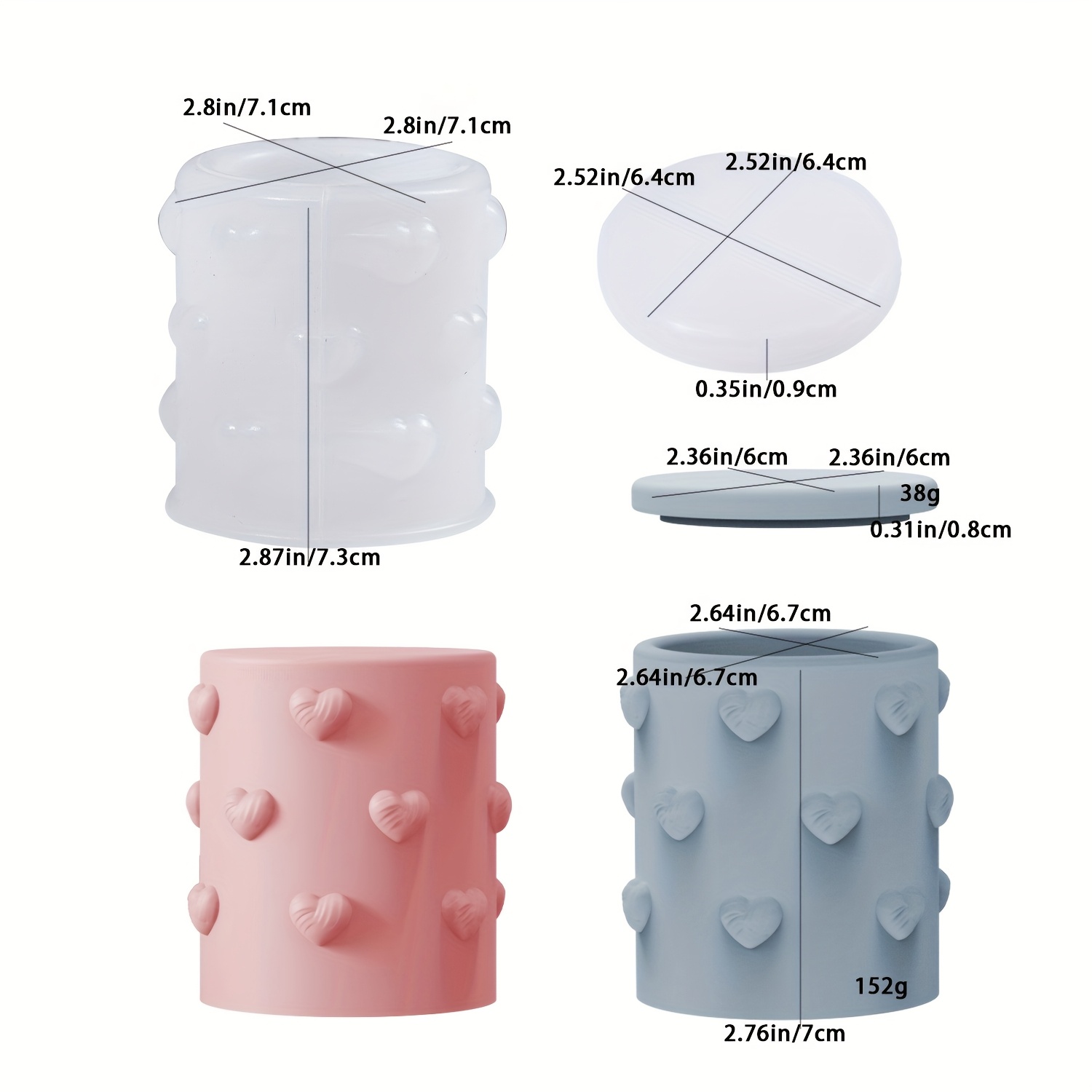 TEMU 2pcs Heart Embossed Resin Casting Molds For Diy Craft Supplies - Silicone Molds With Storage , Create Scented Candles, Keychains, Coasters &