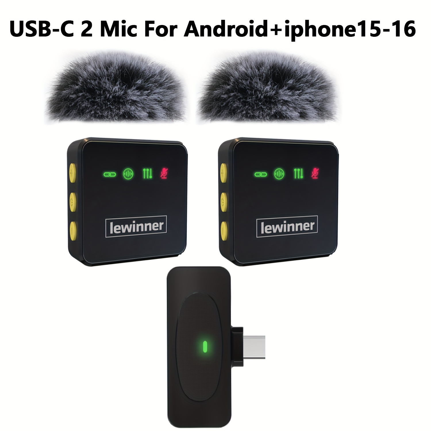 TEMU Lewinner New Wireless Lavalier Microphone, 48khz Cd , Professional Noise Reduction Lapel Mic, Wireless Microphone For Vlogging, For Smartphone,