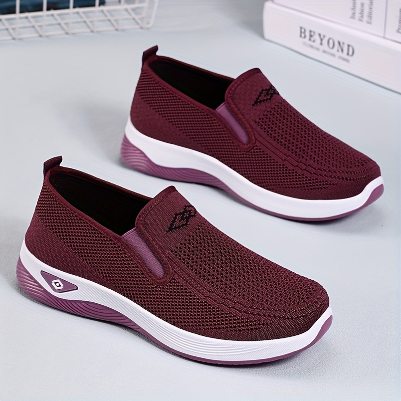 knitted fabric is breathable and comfortable womens mesh single shoes casual shoes slip on comfortable and breathable lightweight spring and autumn new walking shoes large skid proof wear resistant soft high   Product details 3