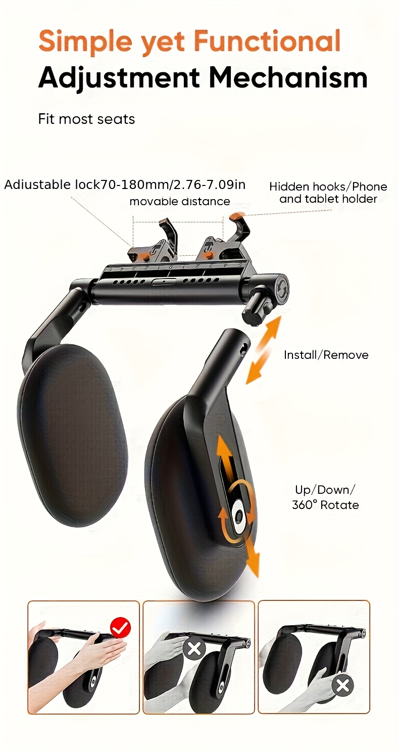 1 U-Shaped 45D Car Neck Pillow - Ergonomic Design with Three-Point Support, 360° Adjustable Breathable PU Cover, Ideal for Side Sleepers and Daily Commuting, Travel Pillow/neck Pillow, Travel Pillow/neck Pillow Airplane, Neck Cushion, Airplane Travel Accessory, Neck Travel Accessory, Neck Support Pillow