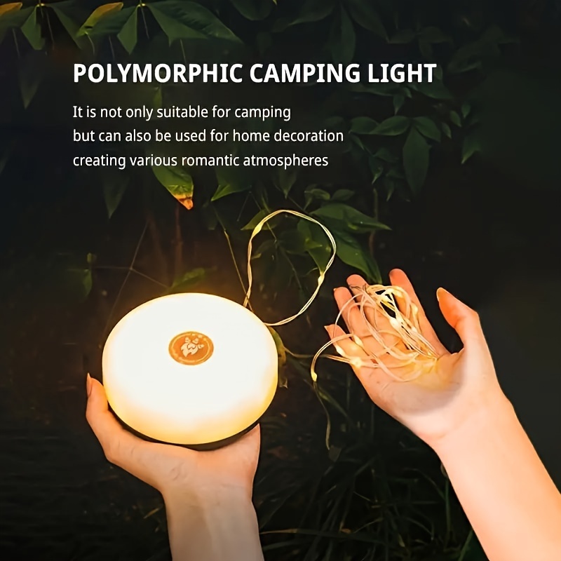 

Portable Multi-functional Led Camping Light With 32 Feet String Lights, Multiple , Color/ Switching, 1800mah Rechargeable Battery, Usb Compatible, Compact And Easy To Carry