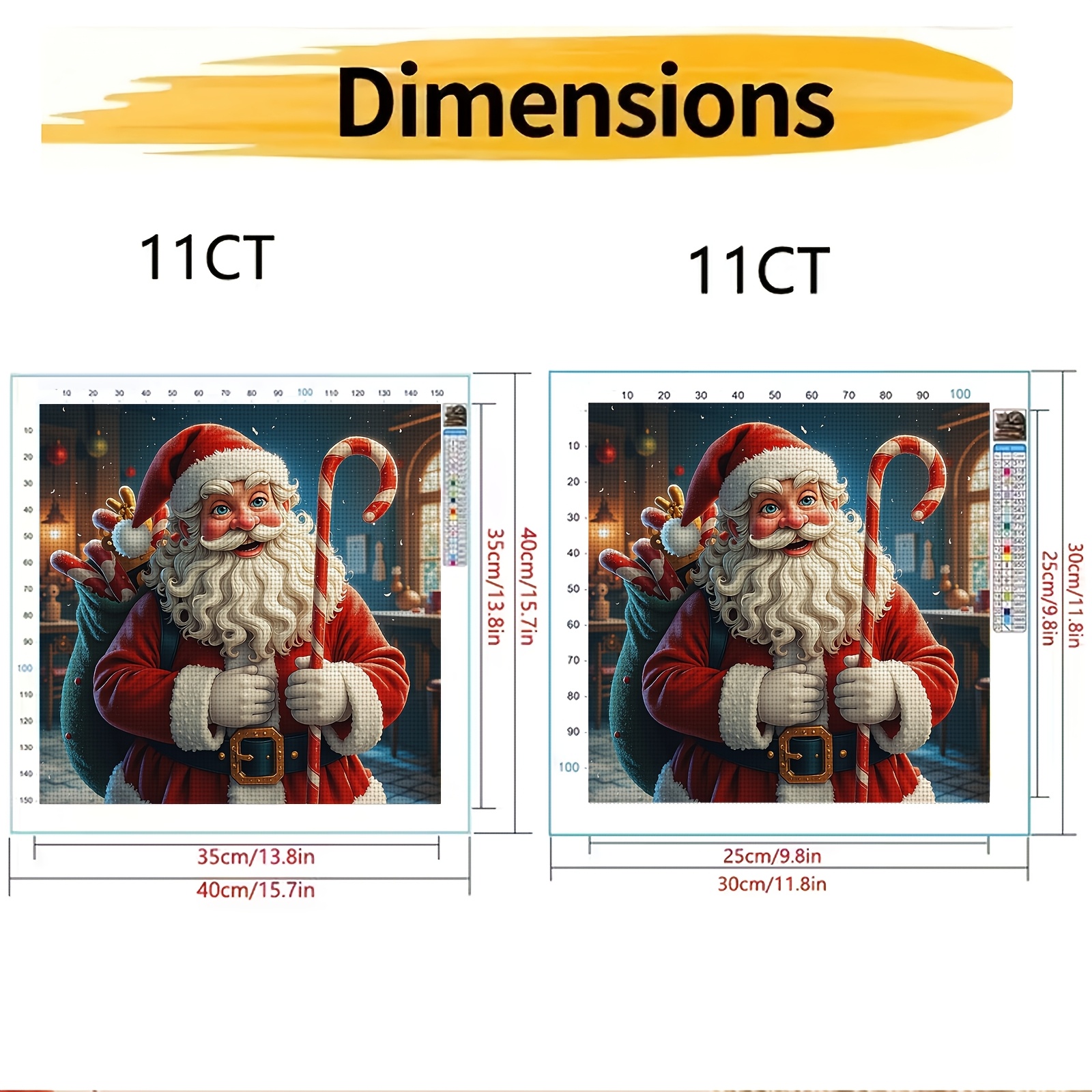 Beginner-friendly Cross-stitch Embroidery Kit, Santa Claus Holding a Candy Cane