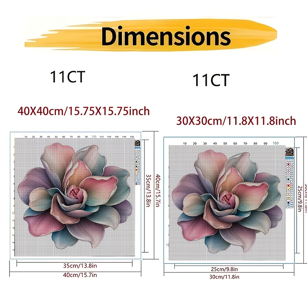 New DIY Cross-Stitch Printed Kit, Frameless Colorful Gradient Petal Flower Pattern