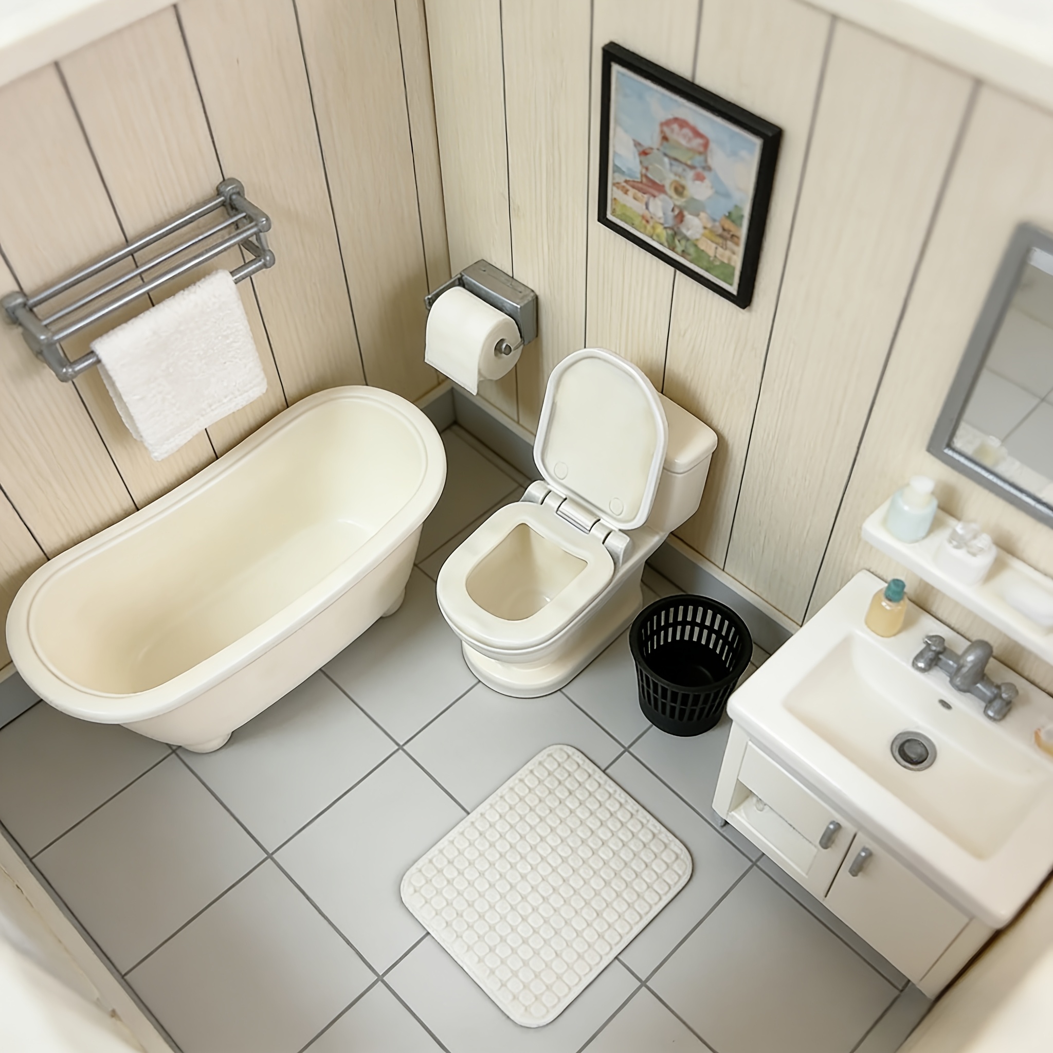 4pcs dollhouse toilet bathtub models miniature dollhouse bathroom collection and dressing props