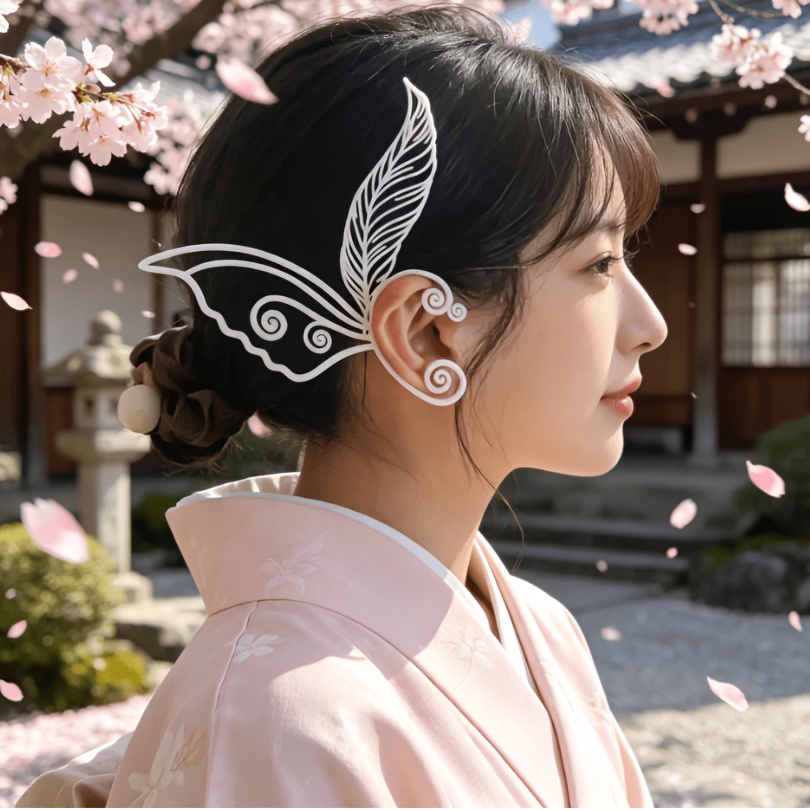 Women's Feather Butterfly Wing Ear Cuff, Vintage Design
