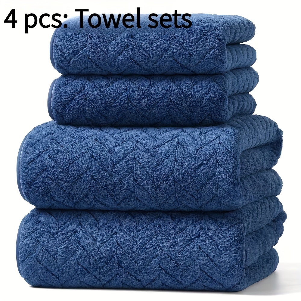 

4- Set, Solid Color, , Soft Absorbent, , Polyester , Rectangular, High Absorbency, Christmas Theme, Knitted ( & Fabric), 280g/㎡, Bayexy Brand, Bath Towel Set For Home Use