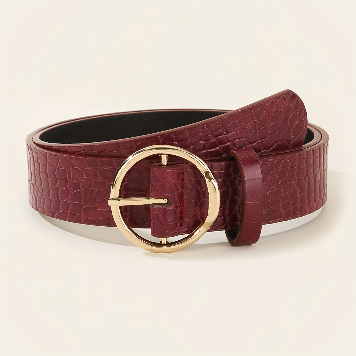 TEMU 1/3pcs Vintage Y2k Stone-pattern Women's Belt, Fashionable And Women's Belt, Classic And Elegant Black/burgundy/white/khaki Belts, Casual And