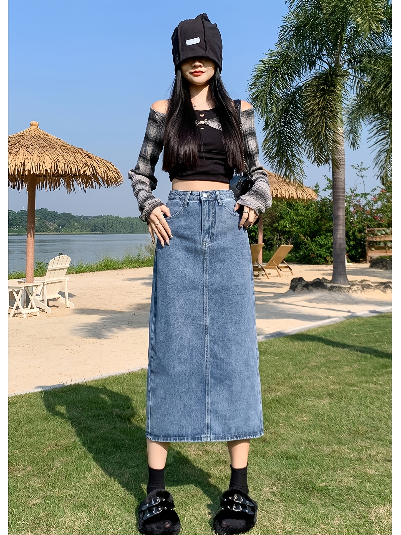 adjustable waist denim skirt women summer 2025 new style - Temu Oman