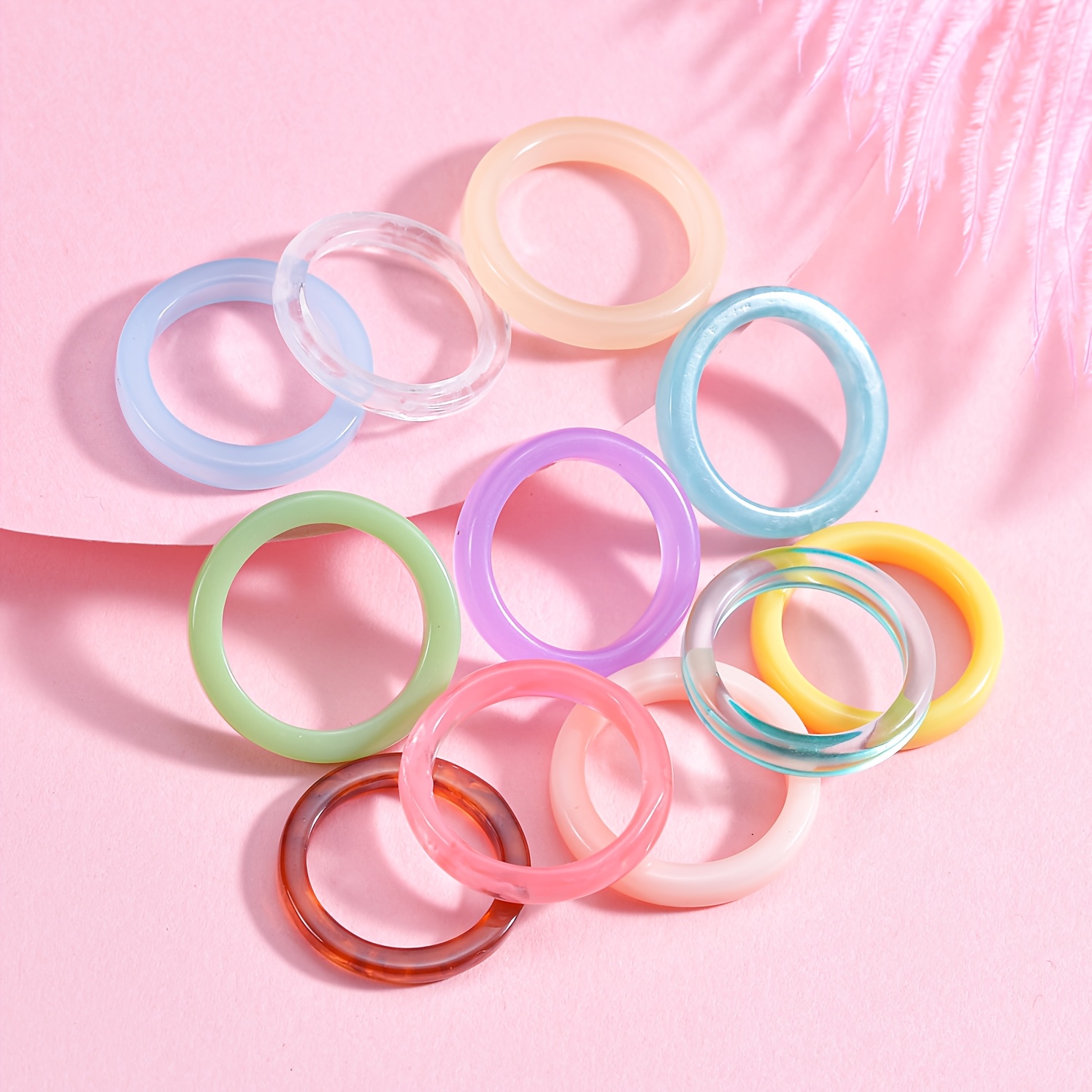 colorful ring set vintage plastic material Temu Poland