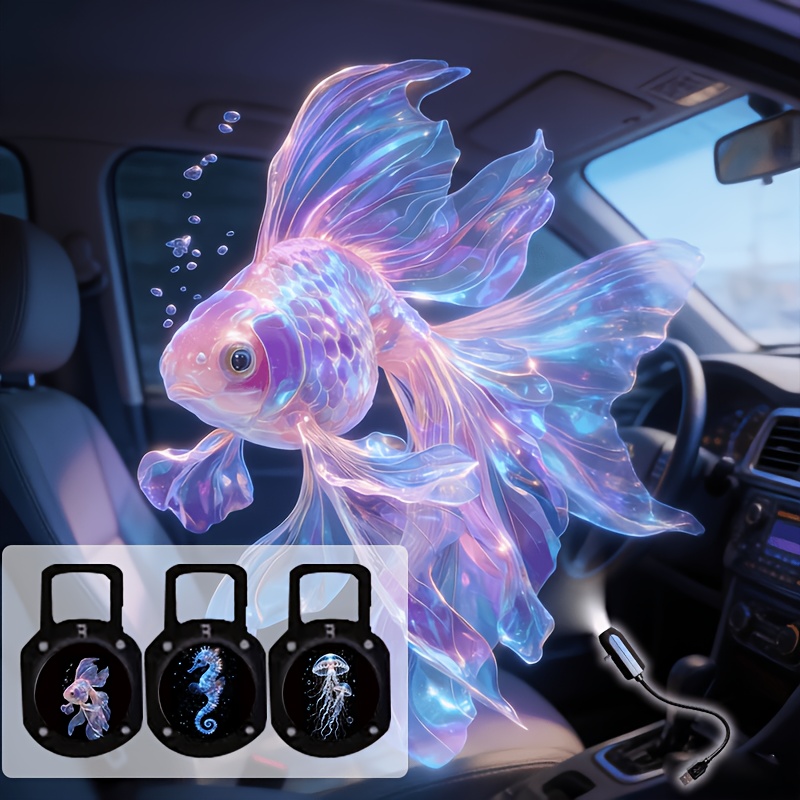 TEMU A Usb Light With 5 Movie Film Patterns—designed For Ocean-themed Car Ambient Lighting. This Plug-and-play Projector Features 360-degree Rotation