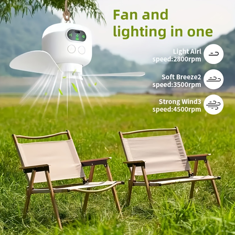 TEMU Ventilateurs de tente silencieux, ventilateur de camping portable avec crochet, petit ventilateur personnel suspendu utilisé pour tente, auvent,