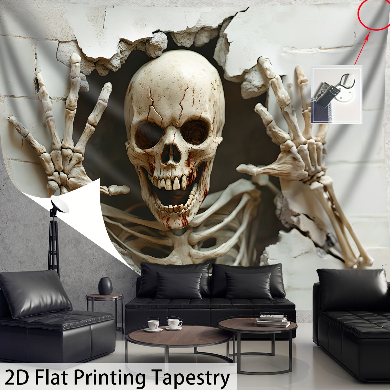 Halloween Skelett Wandteppich Hd Digitaldruck Polyester Deko_voghion.com