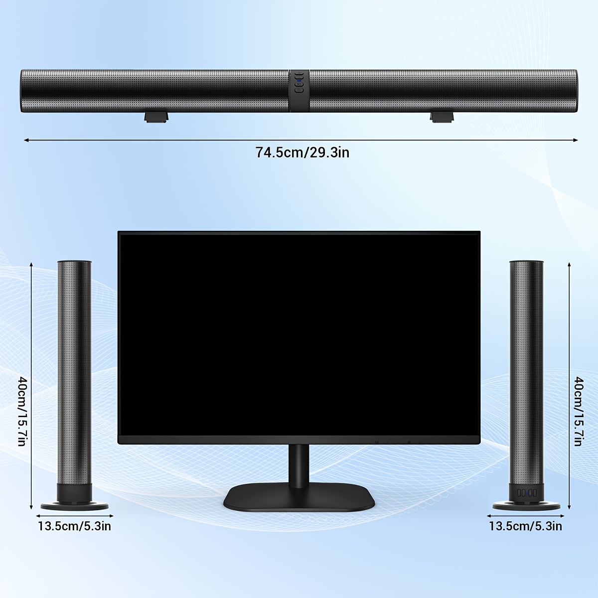 Wireless Soundbar with Surround Sound, Adjustable Speakers