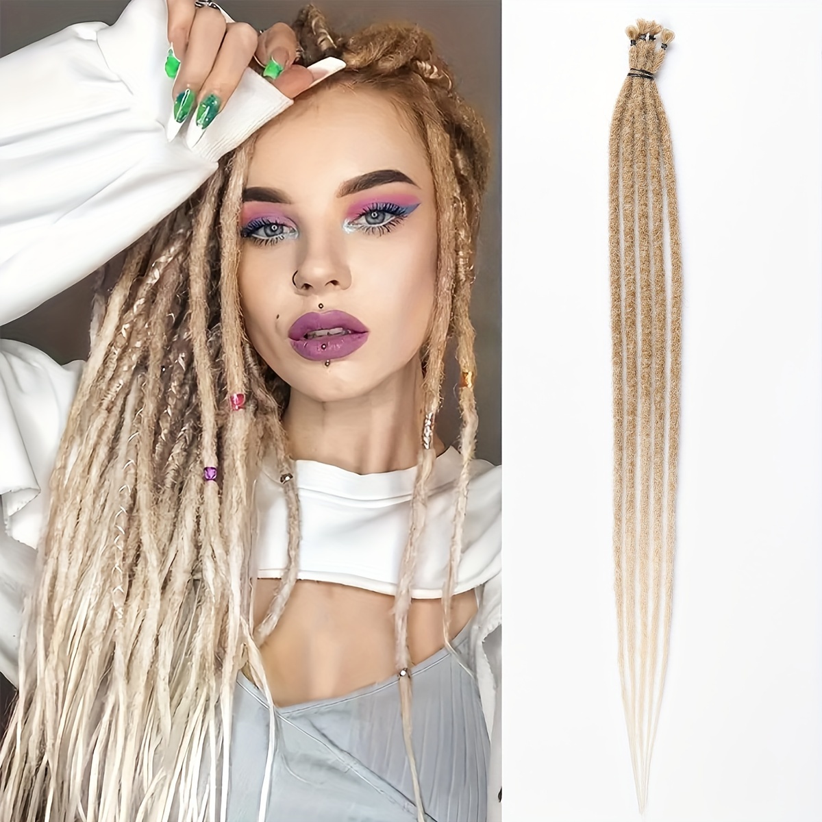 Blonde Faux Locs Synthetic Braids Straight Human Braiding For