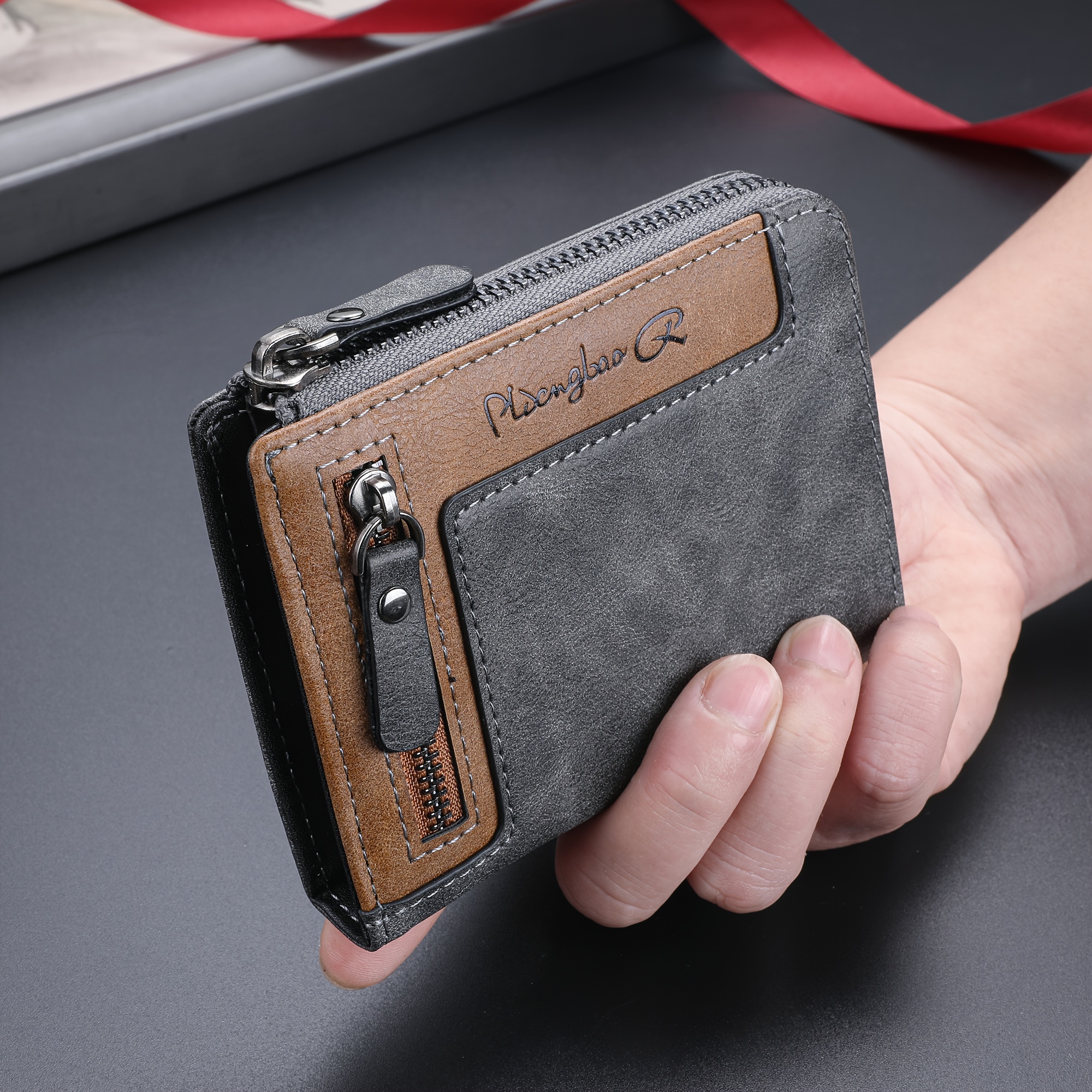 

1pc Men's Retro Fashion Multifunctional Zipper Wallet, Versatile Multi Card Slots Large Capacity Card Bag, Ideal Gift For Men