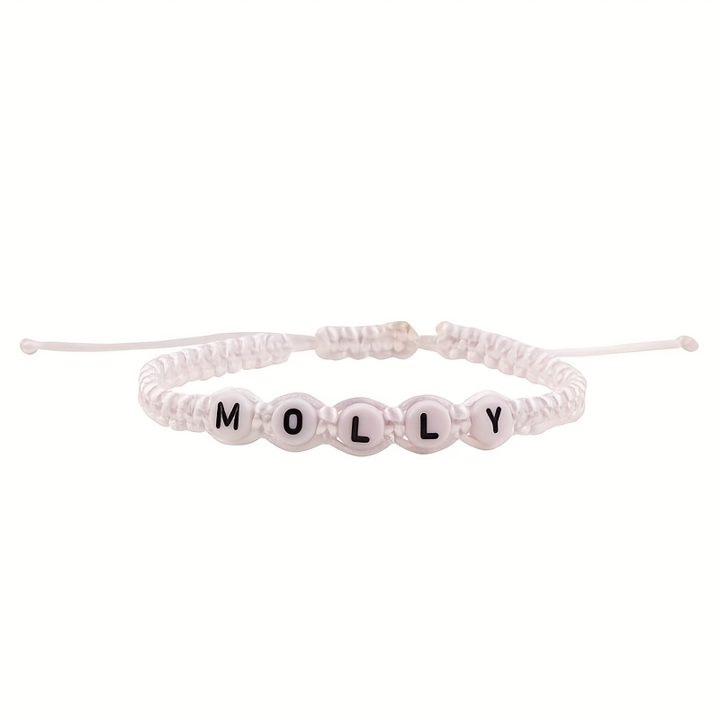 TEMU Bracciale personalizzato con lettere e perline, intrecciato a con , e slogan personalizzabili, come regalo di compleanno, San, anniversario, per