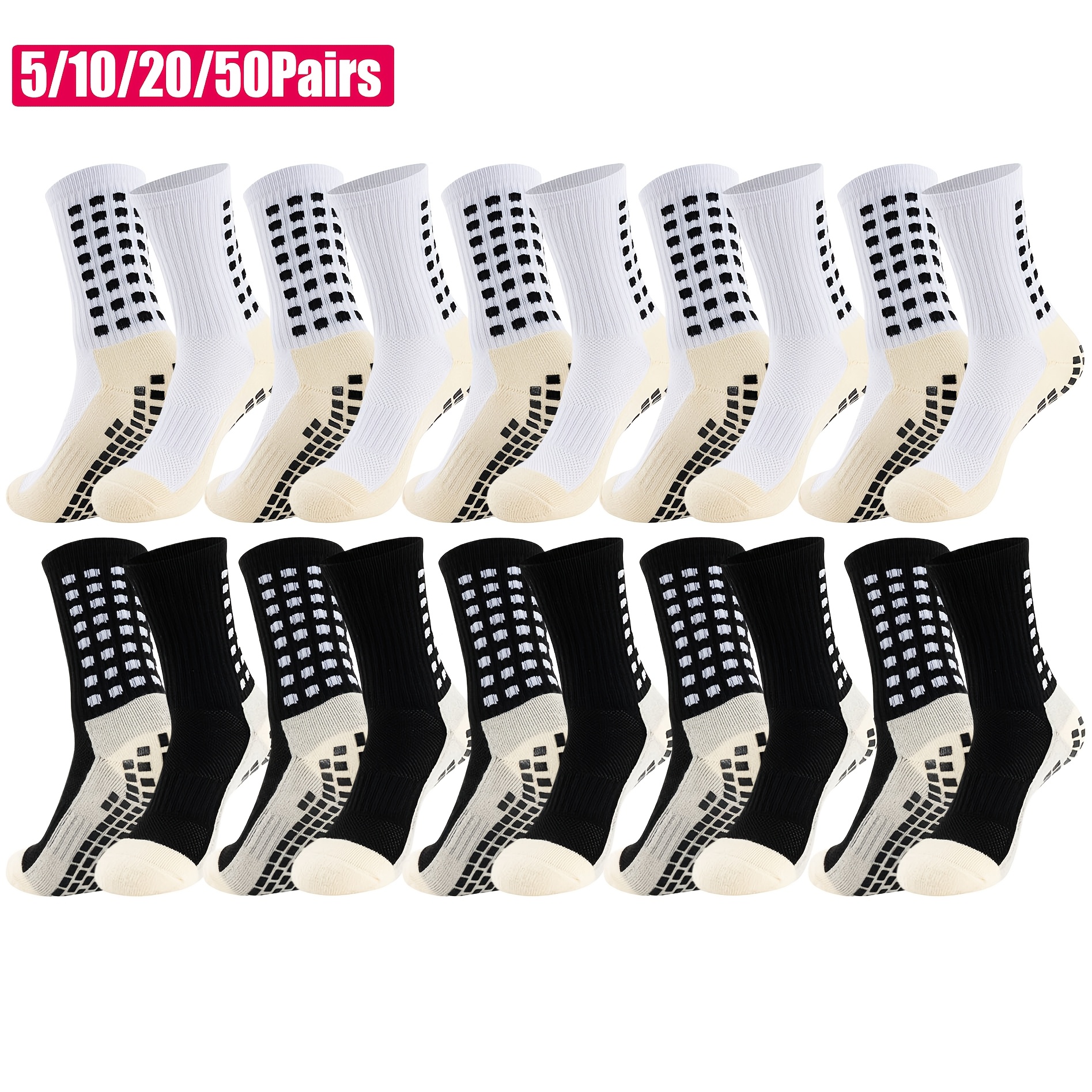 

' Athletic Socks Pack - 5/10/ Pairs,, Cushioned Towel Bottom For Soccer, Basketball, Skateboard & Rugby - Breathable Polyester , Machine Washable