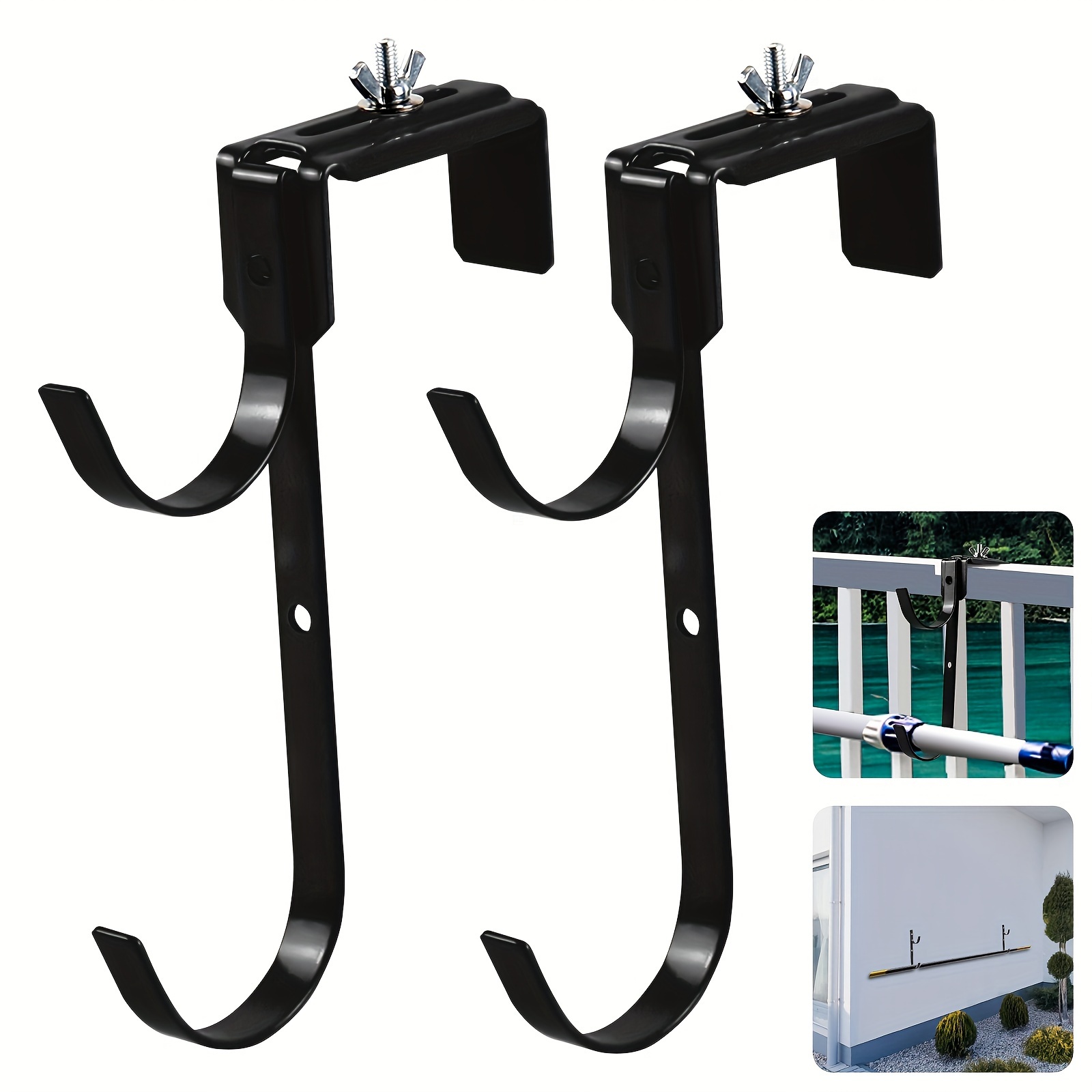 2pcs Adjustable Metal Pool Pole Hanger/Hook, for Pool Poles Hang Pool  Accessories on Pool Fence/Wall
