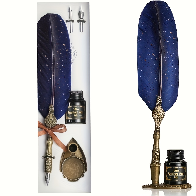 In 5-pack Large Blue Pen Sets, 5-pack Large Red Pen Sets, And 15-pack Exquisite Gemstone Pen Sets. (without Gift Box), Vintage-engraved Pens Feature Sparkling Glitter