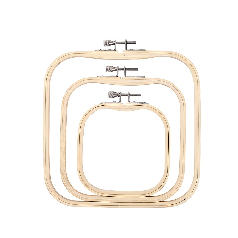 TEMU 3pcs Set 2025 New High-end Bamboo Embroidery Hoop Adjustable Cross Needle Drill Needle Diy Hand Tool, Suitable For Clothing And Wall Decoration