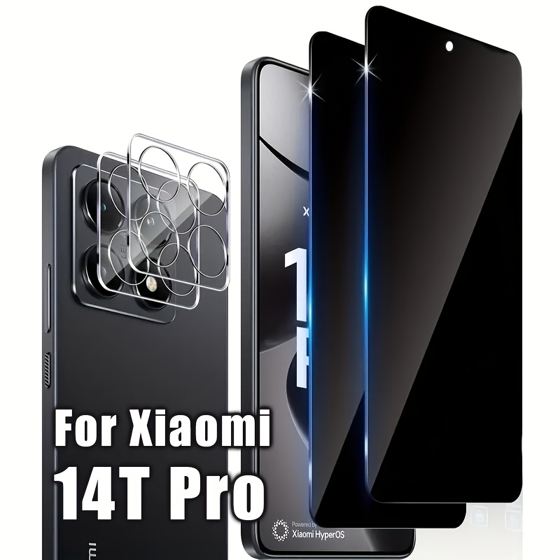 

[ 2+2] Xiaomi 14T Pro/ 14T, 2pcs Protecteur d'Écran en Verre Trempé la Confidentialité + 2pcs Protecteur d'Objectif de Caméra, Verre de de Confidentialité de 9H