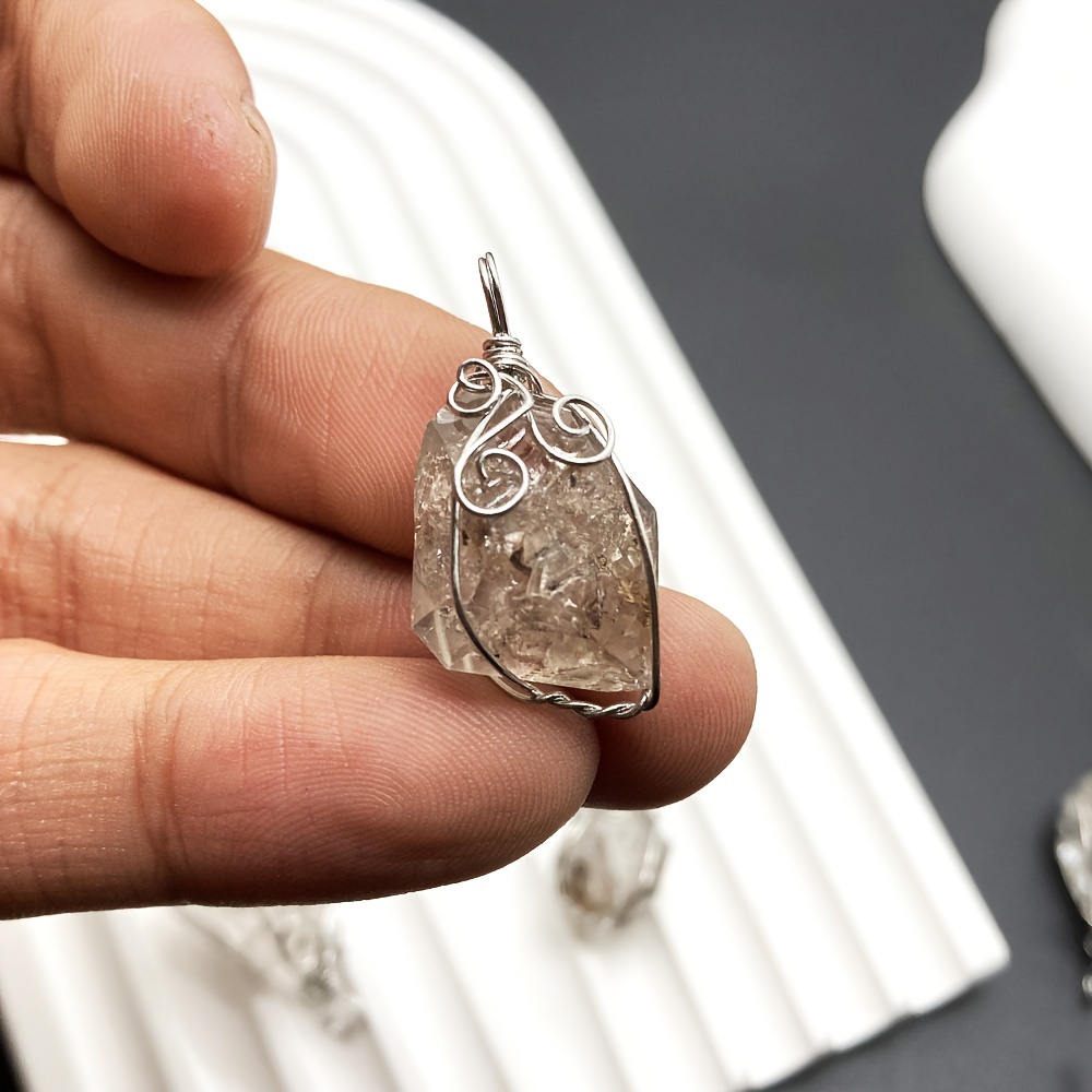 E-shop Diamond Kristall Anhänger mit Drahtverdrahteter Rohstein für Schmuckherstellung - Perfektes Geschenk für Männer oder Frauen