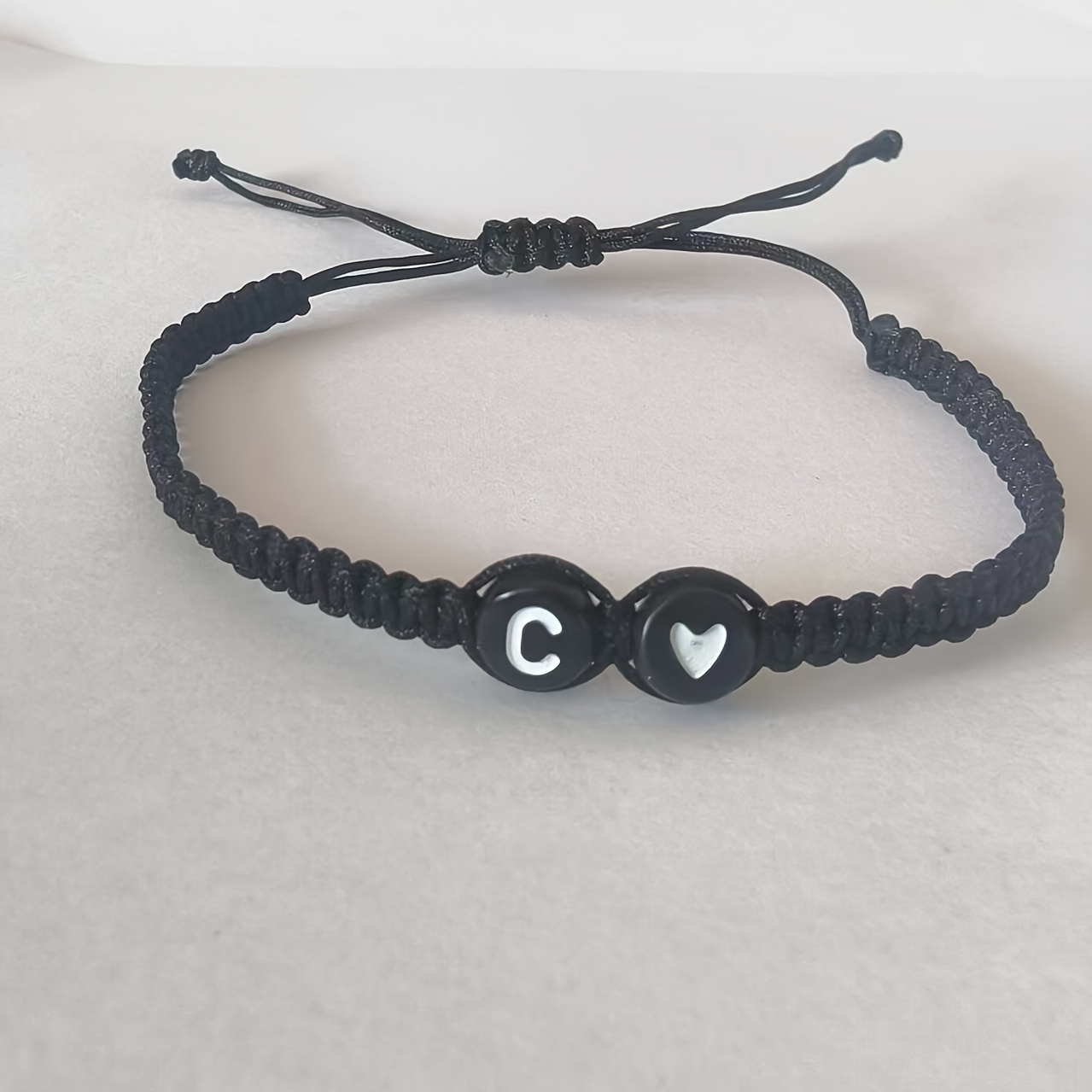 Stylish Adjustable Black and White Heart Couple's Letter Bracelet